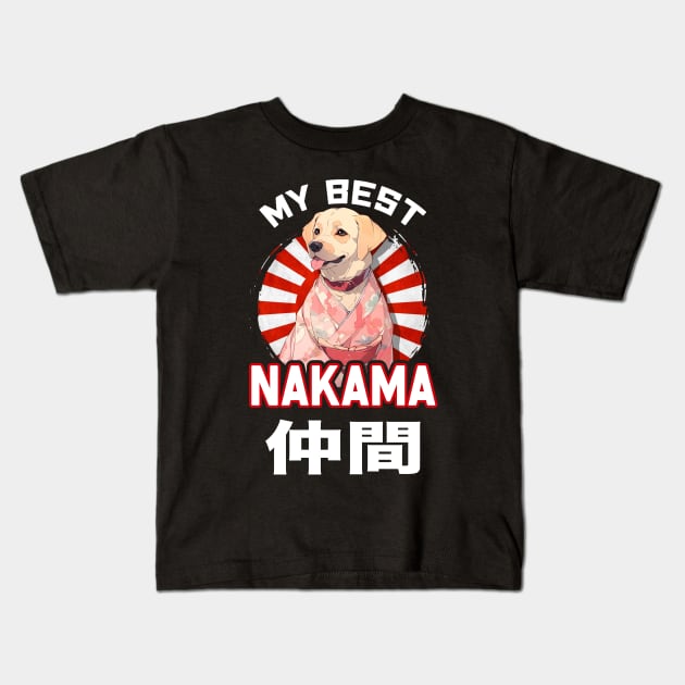 Cute Dog wearing a Kimono - Anime Shirt Kids T-Shirt by KAIGAME Art